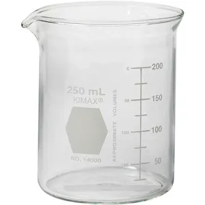 KIMBLE CHASE 14000-250 Beaker 250mL Glass 88mm Height PK48 | AH8KNM 38VK06