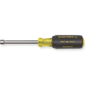 KLEIN TOOLS 630-1/4M Nut Driver, Hollow, Magnetic, SIze 1/4 x 3 Inch | AD8DGF 4JA36 / 65137-3