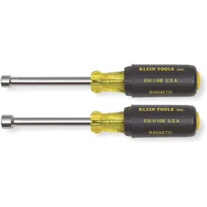 KLEIN TOOLS 630M Magnetic Nut Driver Set, 3 Inch Shank, 2 Piece | AD8DGG 4JA37 / 65144-1