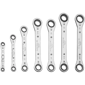 KLEIN TOOLS 68222 Ratcheting Wrench Set Box End Sae 7 Piece | AD2ARD 3LZP6 / 68222-3