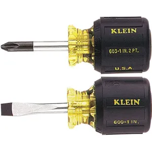 KLEIN TOOLS 85071 Screwdriver Set, Cushion Grip Stubby, 2 Piece | AB9JBH 2DGE4 / 85071-4