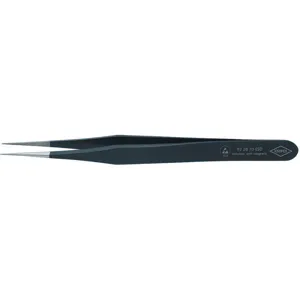 KNIPEX 92 28 70 ESD Tweezers Esd Straight 4-1/4 Inch Stainless Steel Black | AA2MRN 10U063