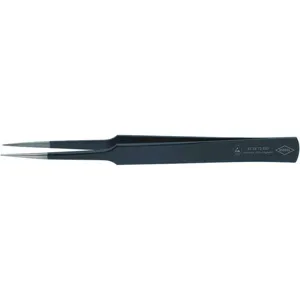 KNIPEX 92 28 72 ESD Tweezers Esd Straight 5-1/4 Inch Stainless Steel Black | AA2MRQ 10U065