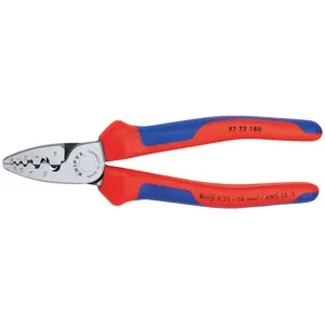 KNIPEX 97 72 180 Insulated Crimper 23-5 Awg 7-1/4 Inch Length | AA2MXH 10U186