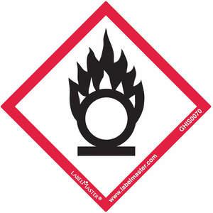 LABELMASTER GHIS0070 GHS Flame Over Circle Label 2 Inch x 2 Inch 50 | AH6GKJ 35ZH46