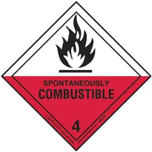 LABELMASTER HMSL210 Spontaneous Combust Label 100mm x 100mm 500 | AH6GRT 35ZJ97