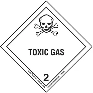 LABELMASTER HMSL250 Toxic Gas Label 100 mm x 100mm Polypropylene 500 | AH6GWA 35ZK78