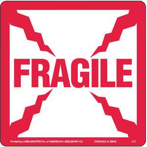 LABELMASTER L71 Fragile Label 4 Zoll x 4 Zoll Papier Rot/Weiß 500 | AH6GWZ 35ZL02