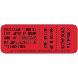 LABELMASTER LT196U Hazmat Shipping Label 3/4 Inch x 2 Inch Paper 500 | AH6GYH 35ZL33