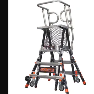 LITTLE GIANT LADDERS 18503-240 Adjustable Cage Platform Ladder 5 Feet Fiberglass | AH6VBA 36GL22