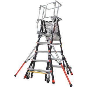 LITTLE GIANT LADDERS 18509-240 Adjustabe Cage Platform Ladder 9 Feet Fiberglass | AH6VBB 36GL23