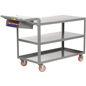 LITTLE GIANT 3LG-2448-WS-P-BK Order Picking Stock Cart 3 Shelves 600 Lb. Capacity | AA8PBZ 19G679