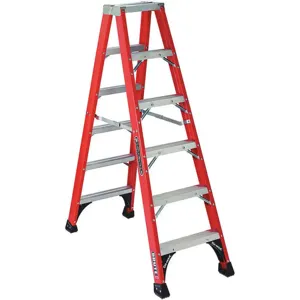 LOUISVILLE FM1406HD Double Sided Stepladder Fg 6 Feet Height 375 Lb. Capacity | AA9DTP 1CMT7