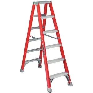 LOUISVILLE FM1506 Double Sided Stepladder Fg 6 Feet Height 300 Lb. Capacity | AA9DTX 1CMU5