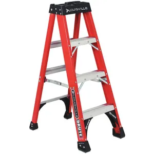 LOUISVILLE FS1404HD Stepladder Fiberglass 4 Feet Height 375 Lb Cap | AA9DTA 1CMR3