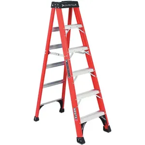 LOUISVILLE FS1406HD Stepladder Fiberglass 6 Feet Height 375 Lb Cap | AA9DTB 1CMR4