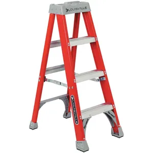 LOUISVILLE FS1504 Stepladder Fiberglass 4 Feet Height 300 Lb Cap | AA9DRY 1CMR1