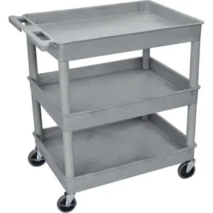 LUXOR TC111-G Utility Cart 400 lb. Capacity PE 3 Shelves | AF4MAJ 9APA5