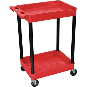 LUXOR RDSTC11BK Utility Cart 300 Lb. Capacity Pe 2 Shelves | AF3ZGQ 8GRU6