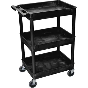 LUXOR STC111-B Utility Cart 300 Lb. Capacity Pe 3 Shelves | AF3UZM 8DGV2