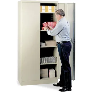 LYON PP1091 Storage Cabinet, Unassembled, 16 Gauge, 4 Shelf, Size 78 x 36 Inch, Putty | AE4FCL 5JT39