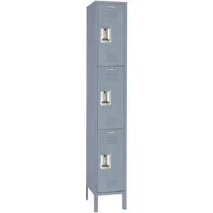 LYON DD5283 Wardrobe Locker, Unassembled, 3 Opening, Size 15 x 12 x 78 Inch, Gray | AE4EDK 5JN91