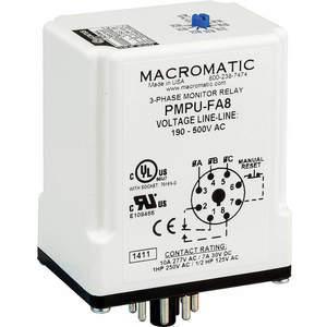 MACROMATIC PMPU-FA8 3-Phasen-Leitungsüberwachung, Spannungserkennung, 208–480 VAC | AE9VCA 6MPP2