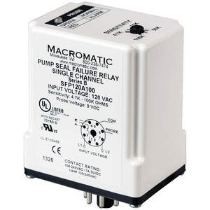 MACROMATIC SFP120A100 Relais für Pumpendichtungsfehler, 3 VA, LED-Anzeige, -40 bis 85 °C | AE7BKH 5WMJ7