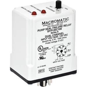 MACROMATIC SFP120C100 Pump Seal Failure Relay, 3VA, Indicator Style LED, -40 to 85 Deg C | AE7BKJ 5WMJ8