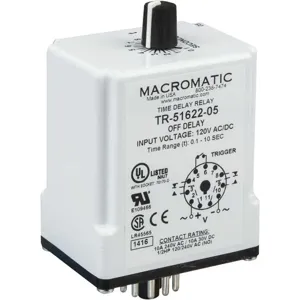 MACROMATIC TR-51628 Timer Relay 900 Second 11 Pin 10a Dpdt 24v | AF7YTW 23NV12