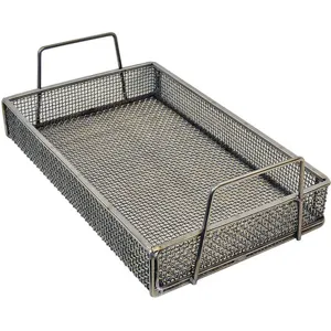 MARLIN STEEL WIRE PRODUCTS 02035001-38 Mesh Basket with Handles 8-3/4 Length 11-3/4 W 3 Height | AH3HRA 32HD12