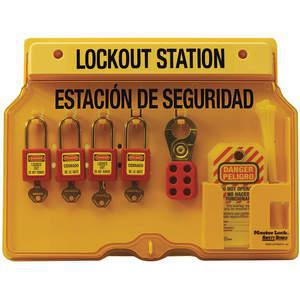 MASTER LOCK 1482BP410ES Lockout Station gefüllt mit 4 Schlössern mit unterschiedlichem Schlüssel | AH9KFW 3WPC7