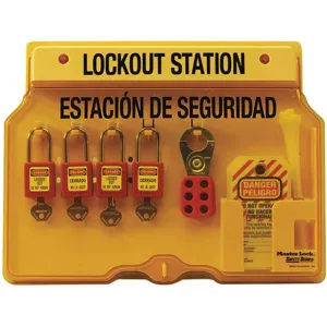 MASTER LOCK 1482BP410ES Lockout Station Filled 4 Locks Keyed Different | AH9KFW 3WPC7