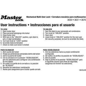 MASTER LOCK 3633LES Anleitungsmagnet Englisch/Spanisch Pk10 | AG2MXL 31MH11