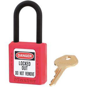 MASTER LOCK 406KAS6RED Lockout-Vorhängeschloss, gleichschließend, rot, 1/4 Zoll – 6er-Pack | AE9TGN 6MCD2