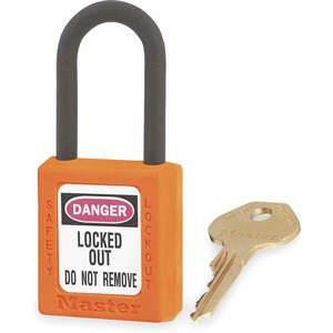MASTER LOCK 406ORJ Lockout Padlock Keyed Different Orange 1/4 Inch Diameter | AB3HAC 1TDD3