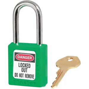 MASTER LOCK 410KAS12GRN Lockout Padlock Keyed Alike Green 1/4 Inch - Pack Of 12 | AC6BWY 32V010