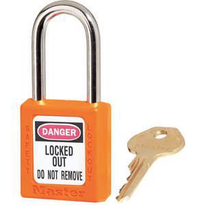 MASTER LOCK 410KAW400ORJ-3XX1109 Lockout-Vorhängeschloss, gleichschließend, orange, 1/4 Zoll Durchmesser | AF3PZV 8ARE3