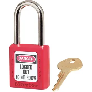 MASTER LOCK 410KAS3RED Lockout Padlock Keyed Alike Red 1/4 Inch - Pack Of 3 | AC6BWJ 32U996