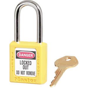 MASTER LOCK 410KAS12YLW Lockout-Vorhängeschloss, gleichschließend, Gelb, 1/4 Zoll. - Packung mit 12 Stück | AC6BXD 32V015
