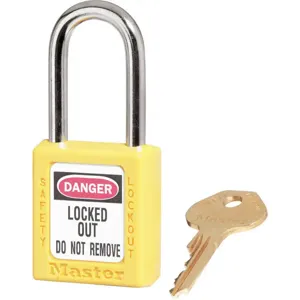 MASTER LOCK 410KAW400YLW-3XX1585 Lockout Padlock Keyed Alike Yellow 1/4 Inch Diameter | AF3PZW 8ARE4