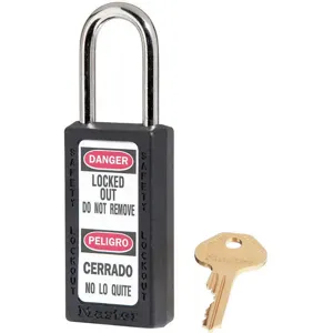 MASTER LOCK 411KAS12BLK Lockout Padlock Keyed Alike Black 1/4 Inch - Pack Of 12 | AE9THT 6MCF9