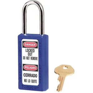 MASTER LOCK 411BLU Lockout Padlock Keyed Different Blue 1/4 Inch Diameter | AD7LYH 4FG07