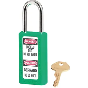 MASTER LOCK 411GRN Lockout Padlock Keyed Different Green 1/4in. Diameter | AD7LYJ 4FG08