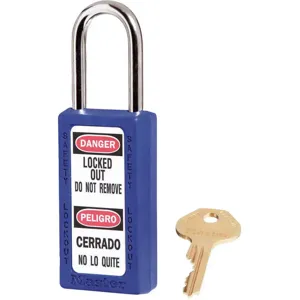 MASTER LOCK 411KAS3BLU Lockout Padlock Keyed Alike Blue 1/4 Inch - Pack Of 3 | AE9THB 6MCE4