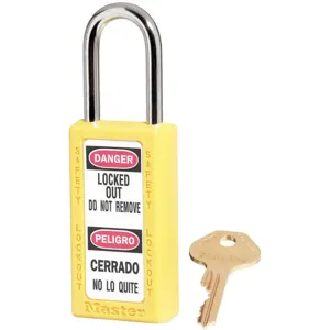 MASTER LOCK 411KAS6YLW Lockout Padlock Keyed Alike Yellow 1/4 Inch - Pack Of 6 | AE9THR 6MCF8