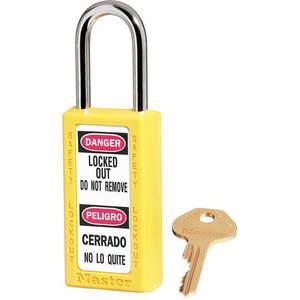 MASTER LOCK 411YLW Lockout-Vorhängeschloss mit unterschiedlichem Schlüssel, gelb, 1/4 Zoll Durchmesser | AD7LYN 4FG13