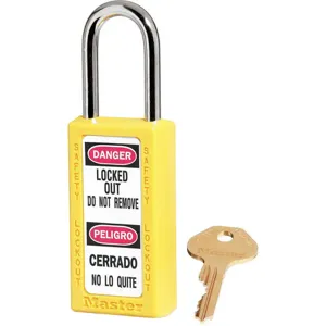 MASTER LOCK 411YLW Lockout Padlock Keyed Different Yellow 1/4 Inch Diameter | AD7LYN 4FG13