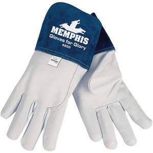 MCR SAFETY 4850L Glove Mig/tig Goatskin White/blue L Pr | AC6UNQ 36J032