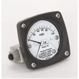 MIDWEST INSTRUMENTS 120-SA-00-OO-100P Differential Pressure Gauge 0 - 100 Psid | AC9JHE 3GVA9